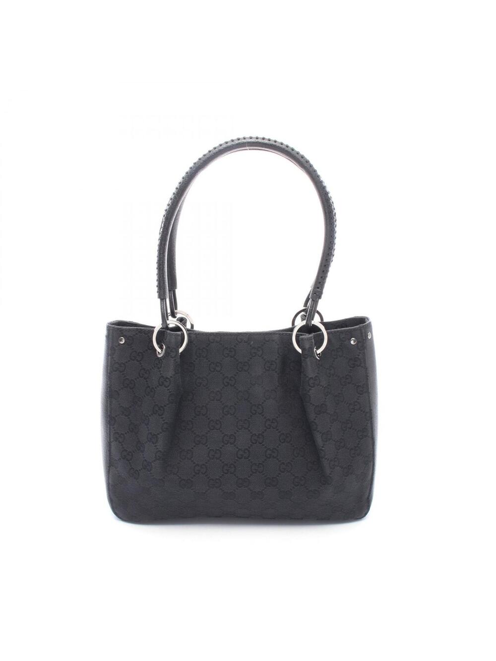 Gucci Gg Canvas Handbag Leather Black #279628G43B